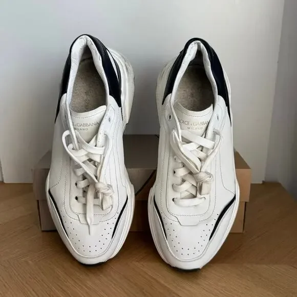 Dolce & Gabbana Daymaster White/Black Men Leather Sneakers - SZ 11